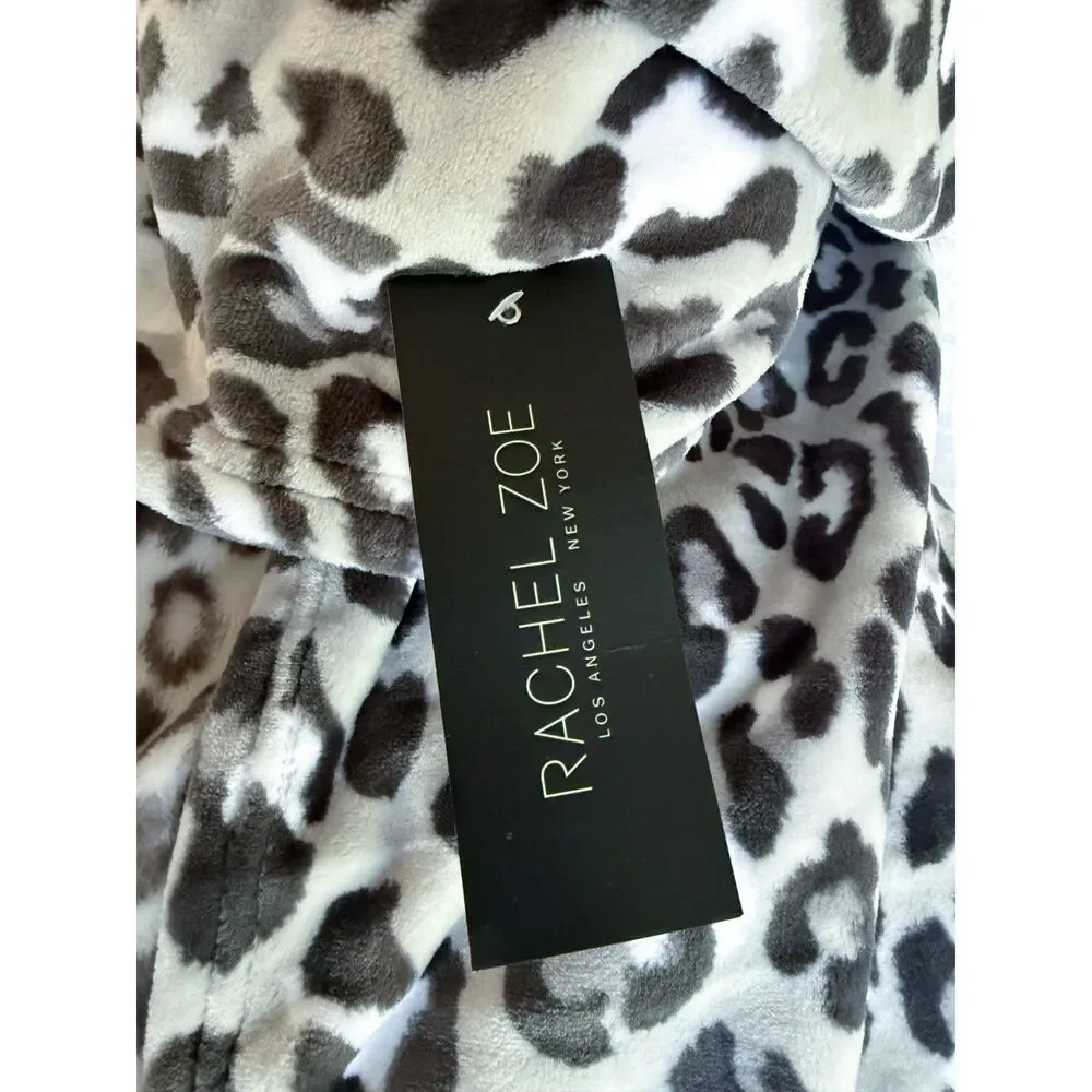 Rachel Zoe Leopard Print Faux Fur Throw Blanket 60x70 Plush Decorative NWT